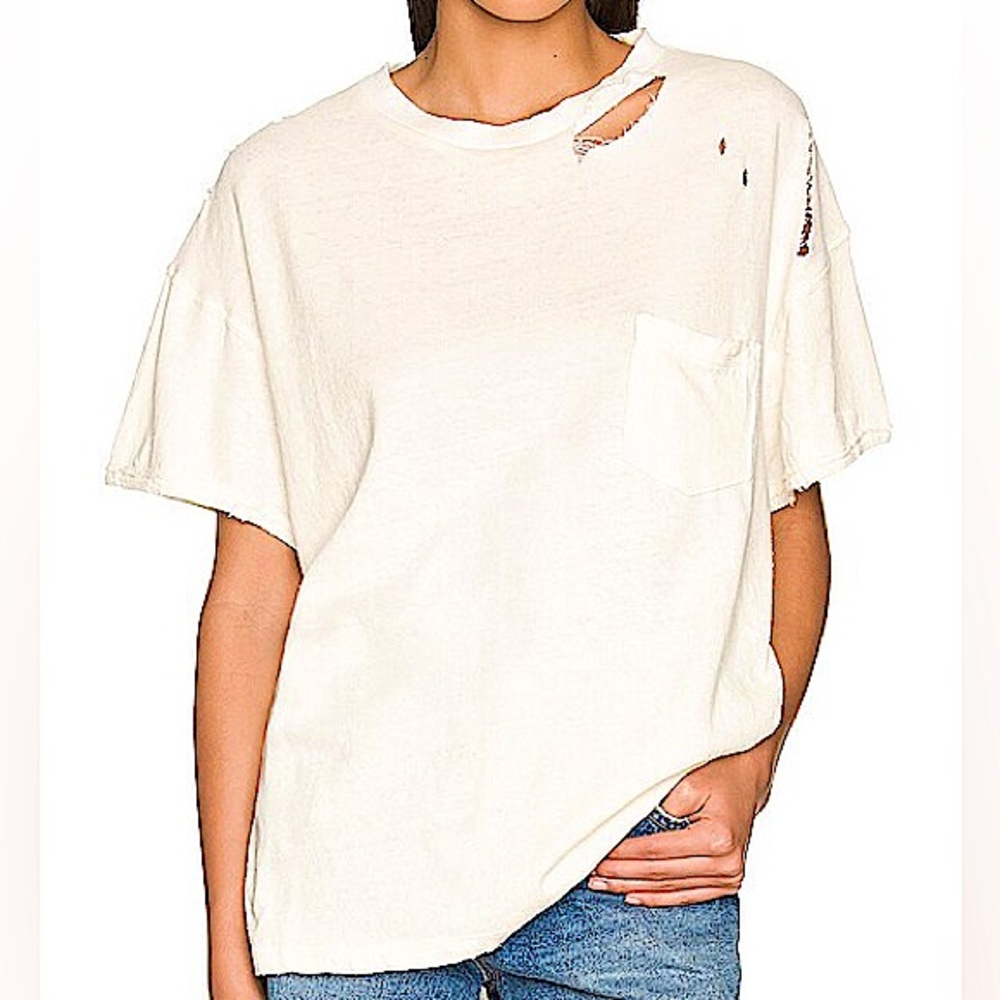 FREE PEOPLE COTTON LUCKY DISTRESSED T-SHIRT